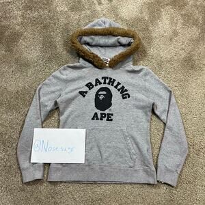 Authentic Bape 2000’s Fur Lined Hood College Hoodie XS